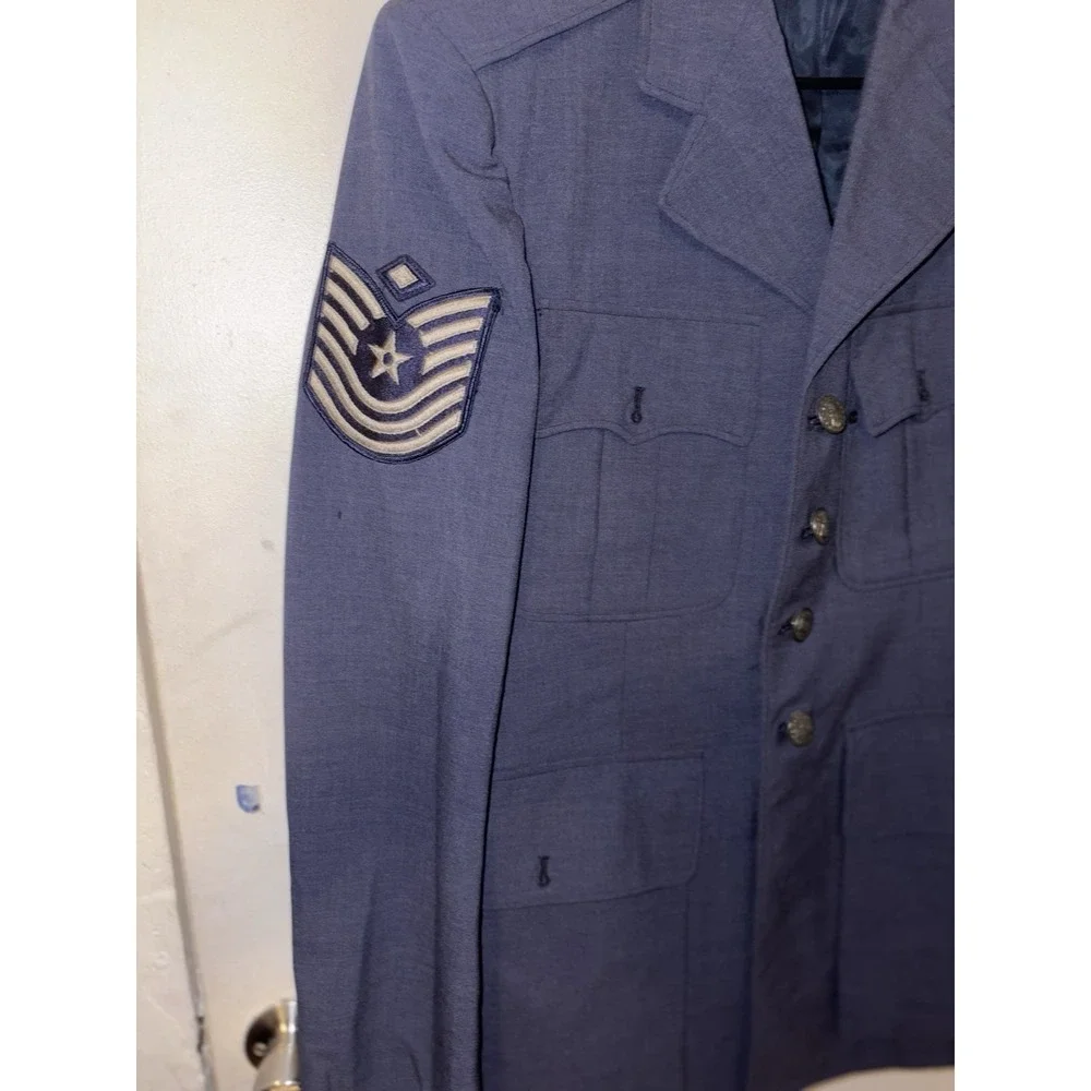 Vintage 1962 USAF Air Force Dress Blue Uniform Coat Jacket Master Sergeant 38R